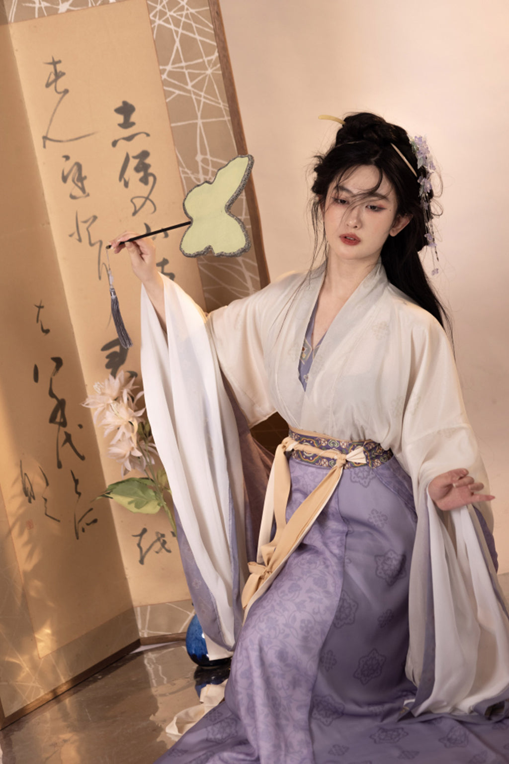 Wei Jin Dynasty Jiaoling Wide Sleeve Qiyao Floral Poqun Hanfu dress - liuxiachang 流霞裳
