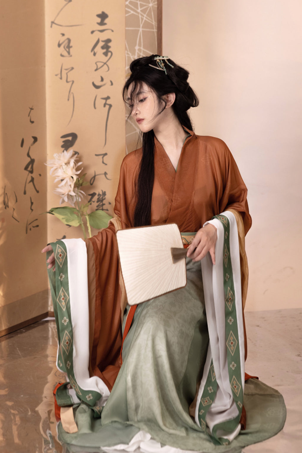 Wei Jin Dynasty Jiaoling Wide Sleeve Qiyao Floral Poqun Hanfu dress - liuxiachang 流霞裳