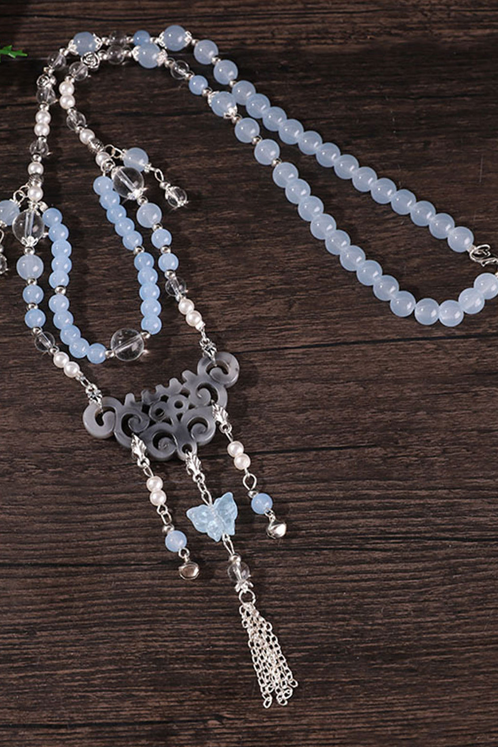 Blue Vintage Long Necklace Chinese Style Necklace