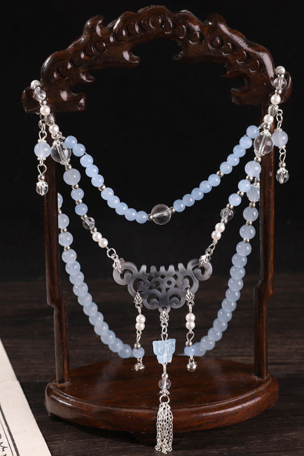 Blue Vintage Long Necklace Chinese Style Necklace
