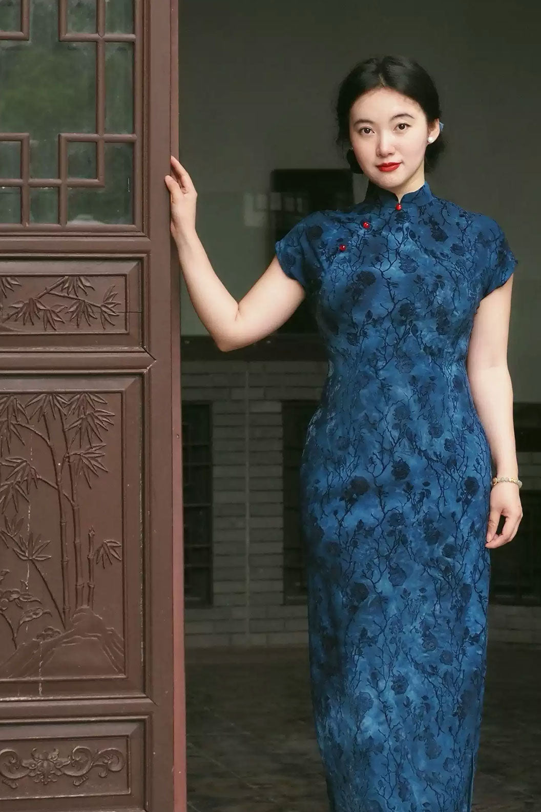 Cheongsam Qipao Blue Qipao Dress for Casual Wear Modern Chinese Style - fuguangjin 浮光锦