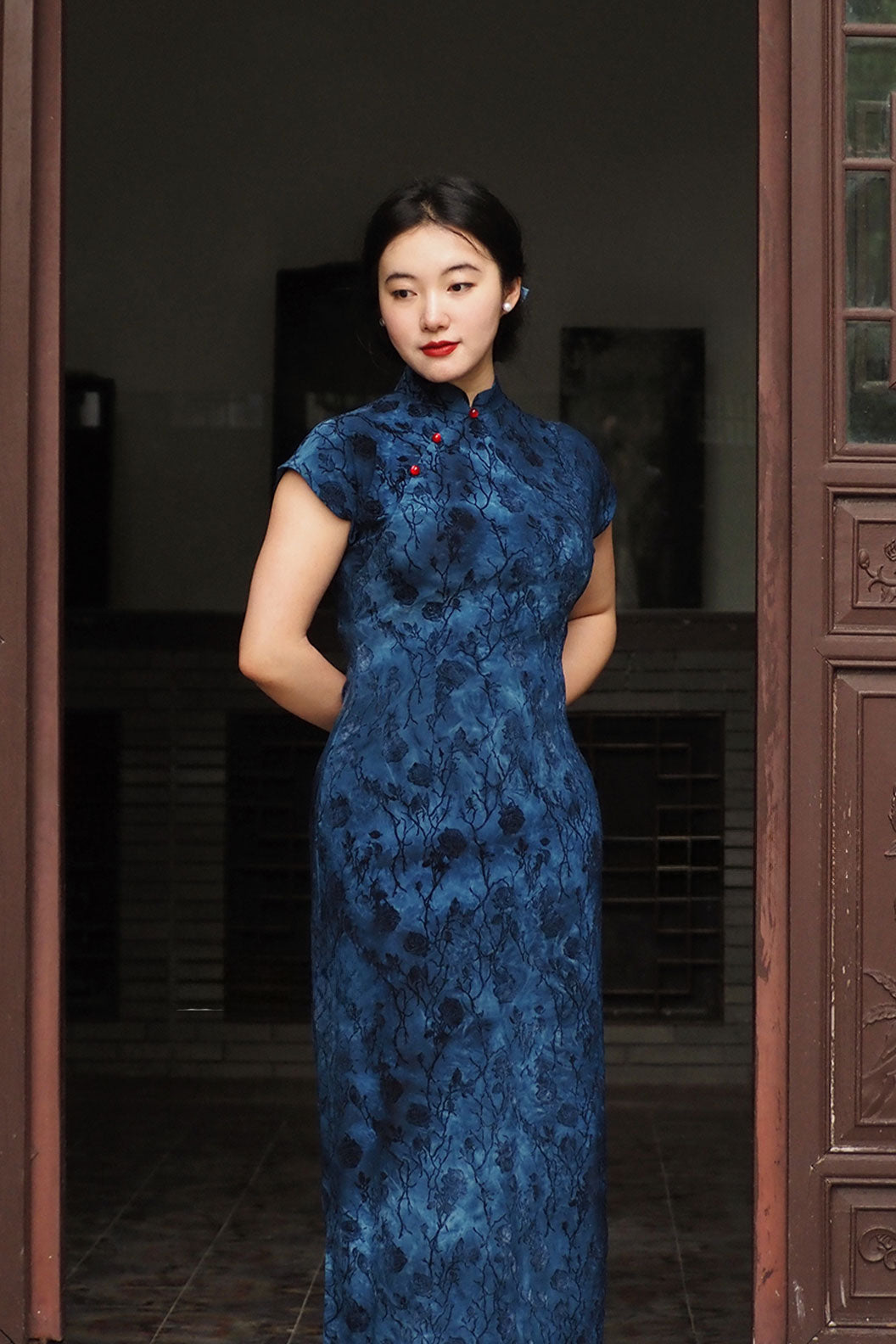 Cheongsam Qipao Blue Qipao Dress for Casual Wear Modern Chinese Style - fuguangjin 浮光锦