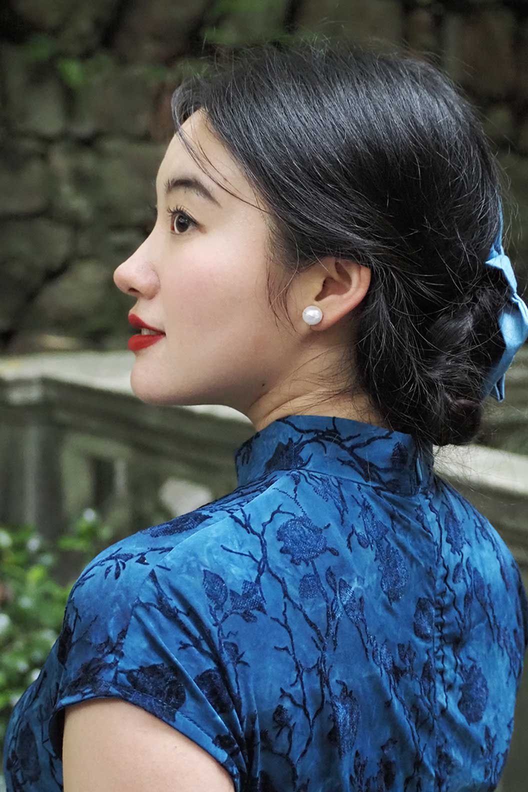 Cheongsam Qipao Blue Qipao Dress for Casual Wear Modern Chinese Style - fuguangjin 浮光锦
