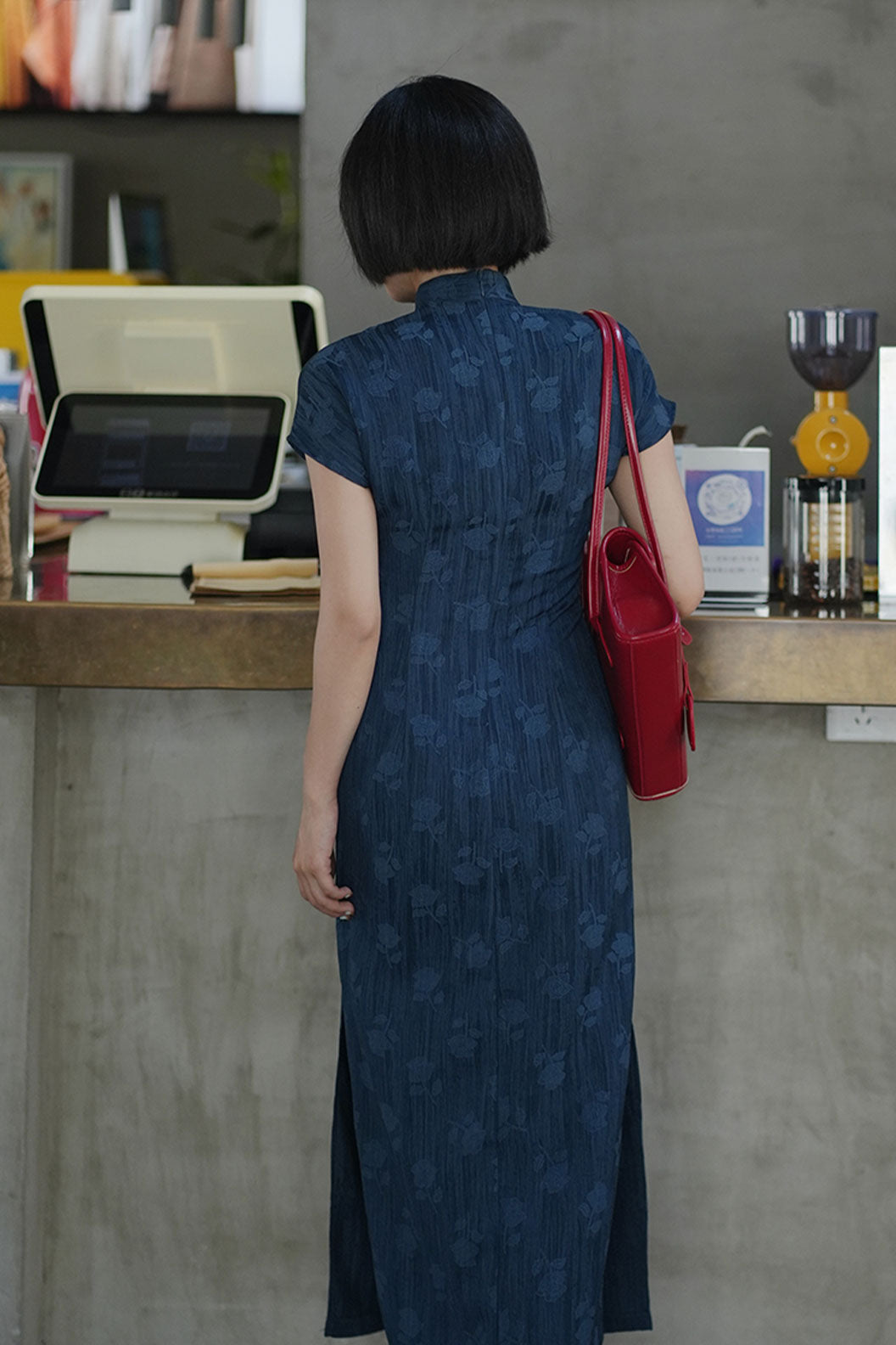 Cheongsam Qipao Blue Short Sleeve Republican Style for Casual Wear - yizhiqinsu 一纸情愫