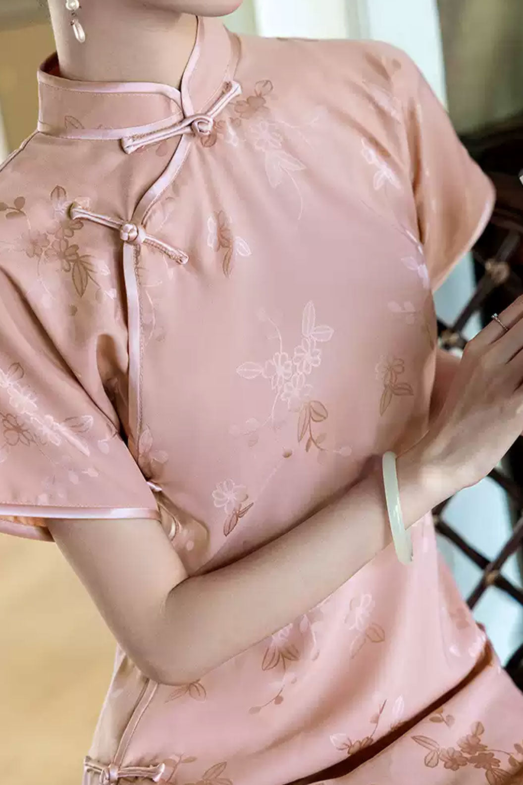 Cheongsam Qipao Pink Floral Qipao Dress Chinese Traditional  Dress - hongxuefeifei 红雪霏霏