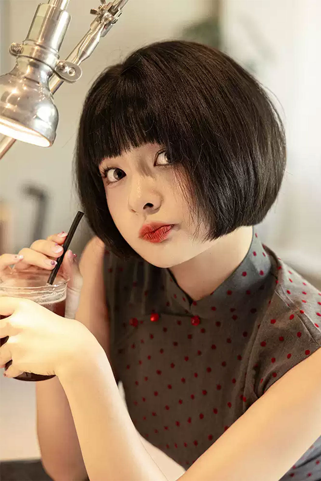 Cheongsam Qipao Sleeveless Polka Dot Vintage Cute Girl Style Dress - tianzhenyouxie 天真有邪