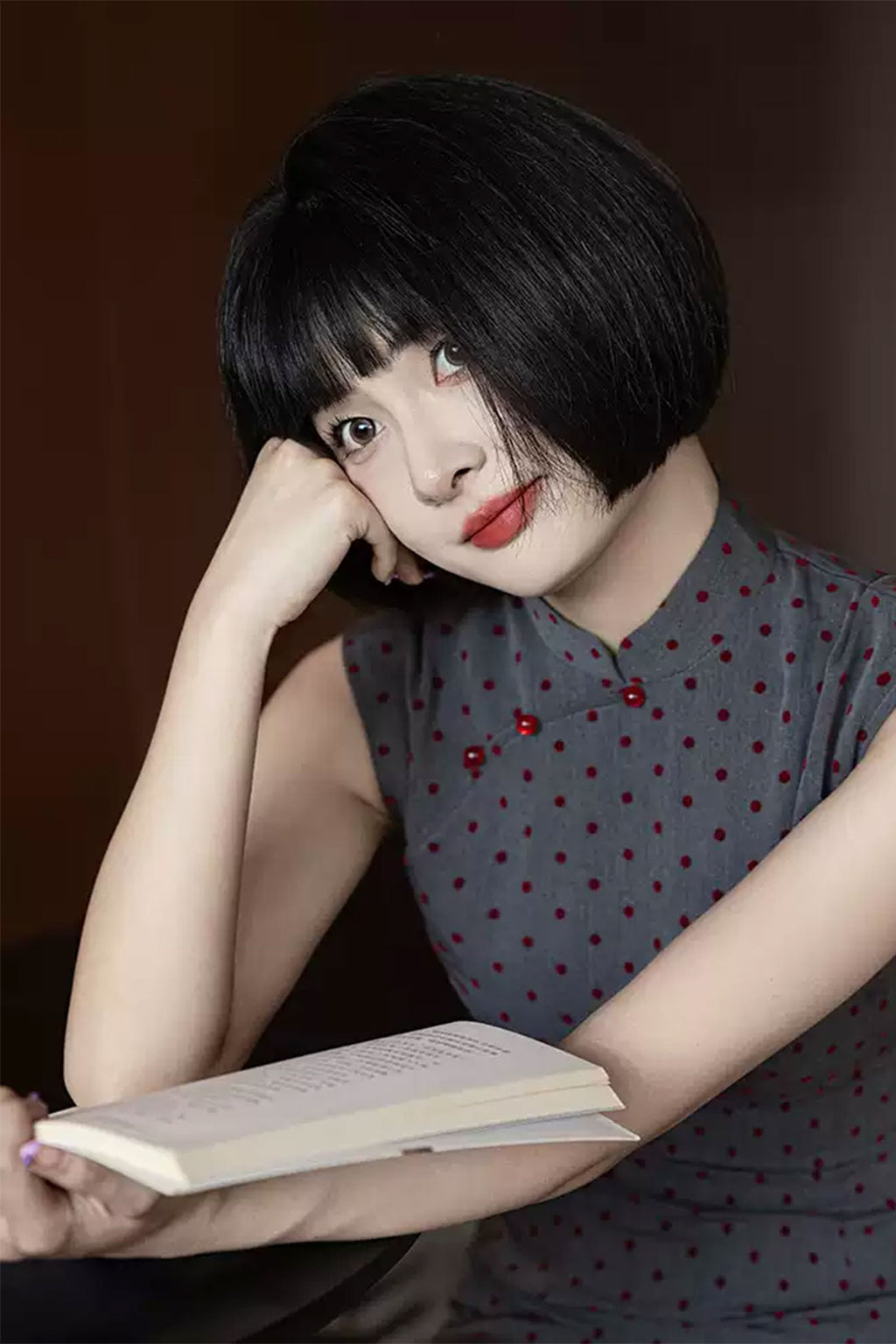 Cheongsam Qipao Sleeveless Polka Dot Vintage Cute Girl Style Dress - tianzhenyouxie 天真有邪