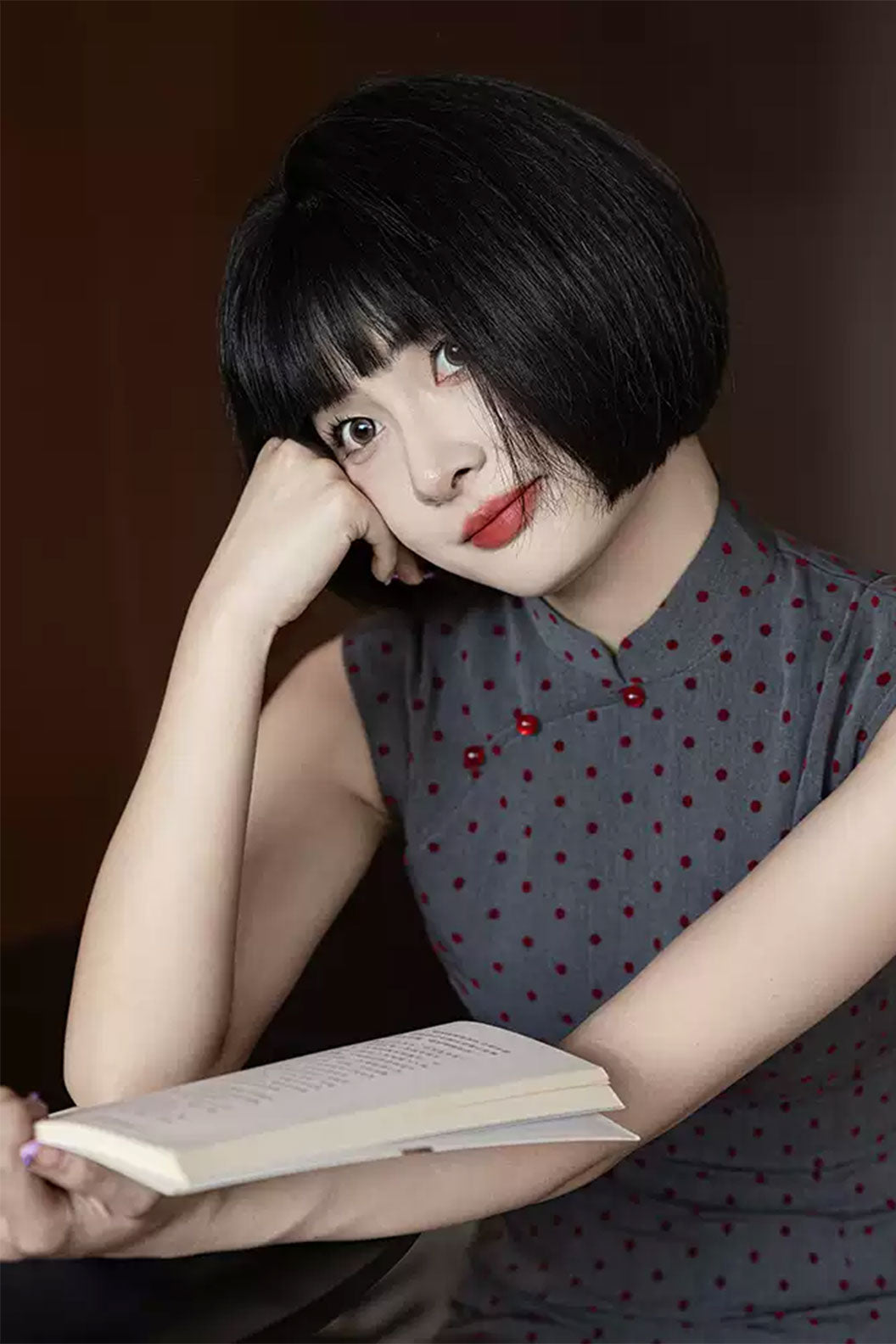 Cheongsam Qipao Sleeveless Polka Dot Vintage Cute Girl Style Dress - tianzhenyouxie 天真有邪