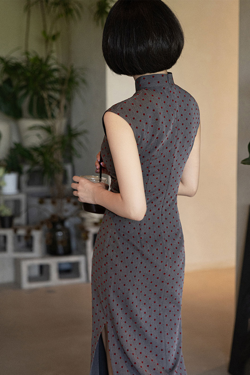Cheongsam Qipao Sleeveless Polka Dot Vintage Cute Girl Style Dress - tianzhenyouxie 天真有邪