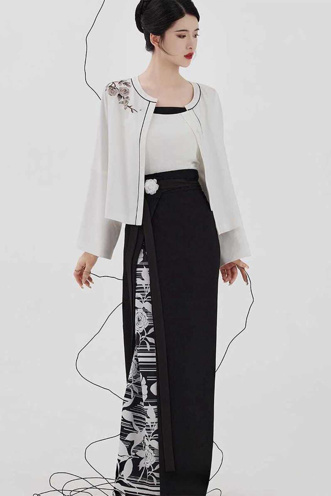 Chinese Fasion Hanfu For Women Modern Improved White Hanfu Dress - baishancha 白山茶