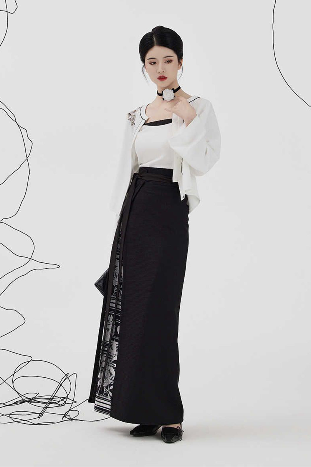 Chinese Fasion Hanfu For Women Modern Improved White Hanfu Dress - baishancha 白山茶