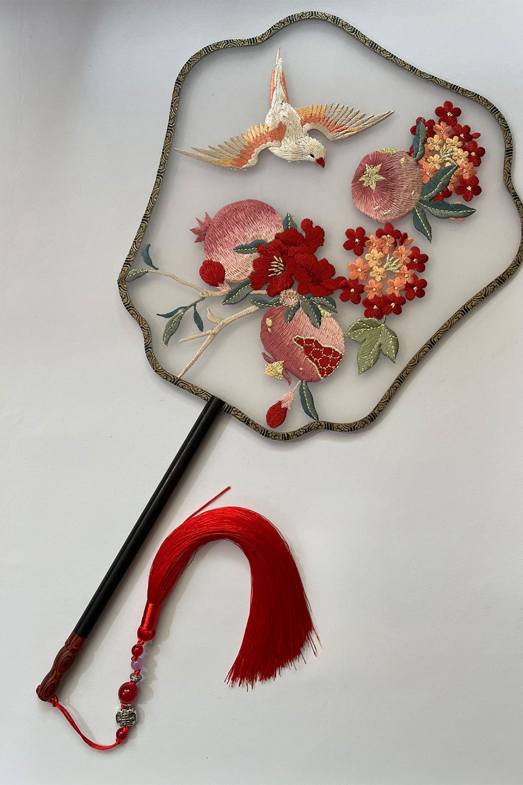 Chinese hand fan with new classical embroidery for qipao
