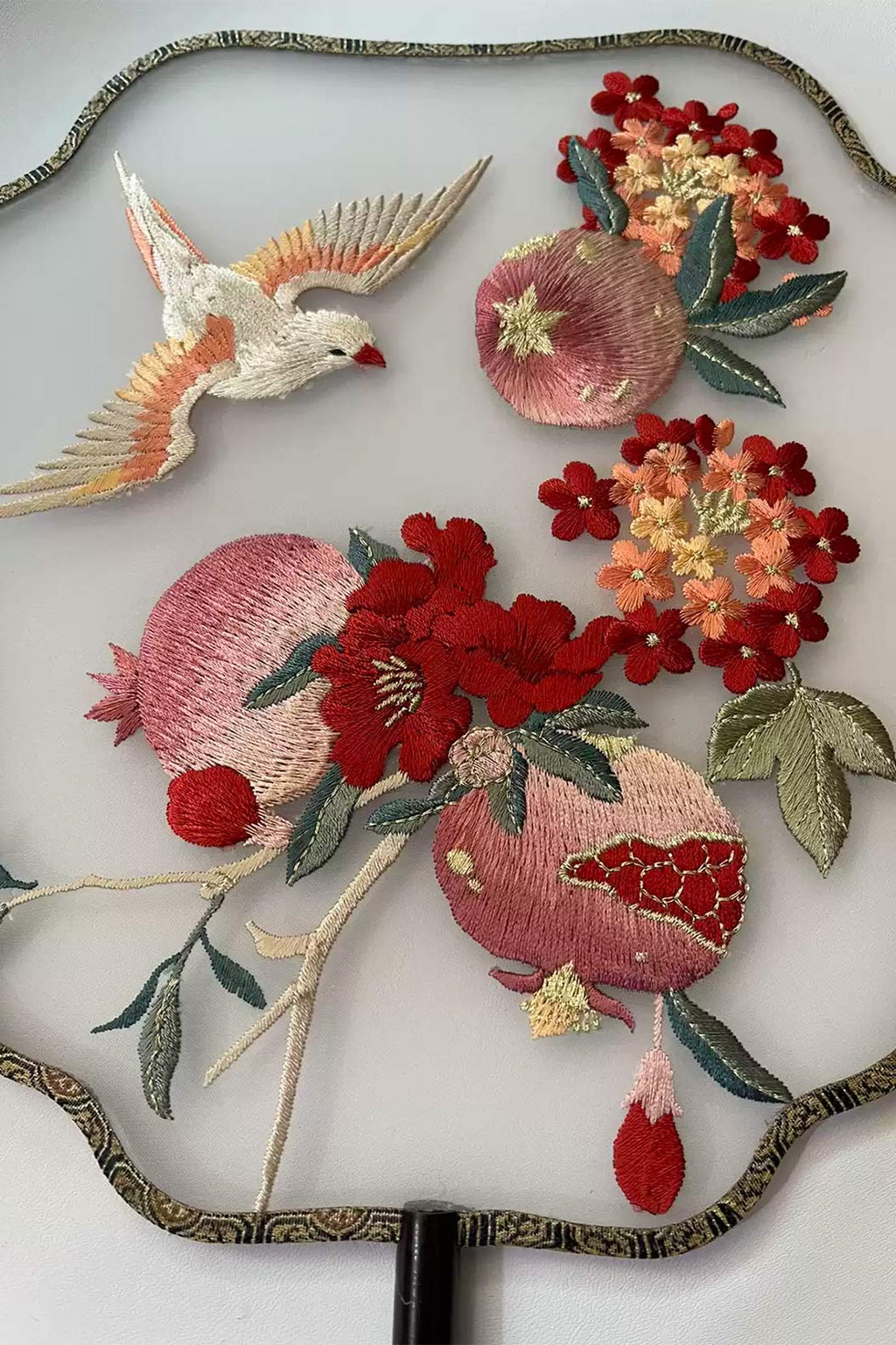 Chinese hand fan with new classical embroidery for qipao