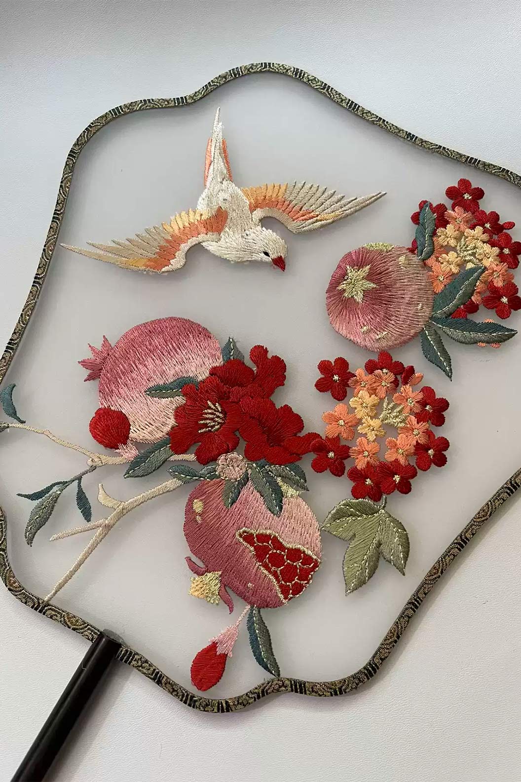 Chinese hand fan with new classical embroidery for qipao