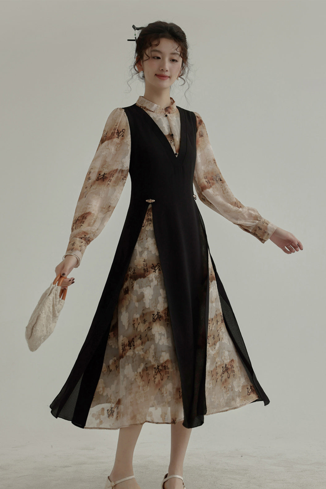 Chinese Style Dress Women Black Hanfu Dress - sancuno 三寸藕