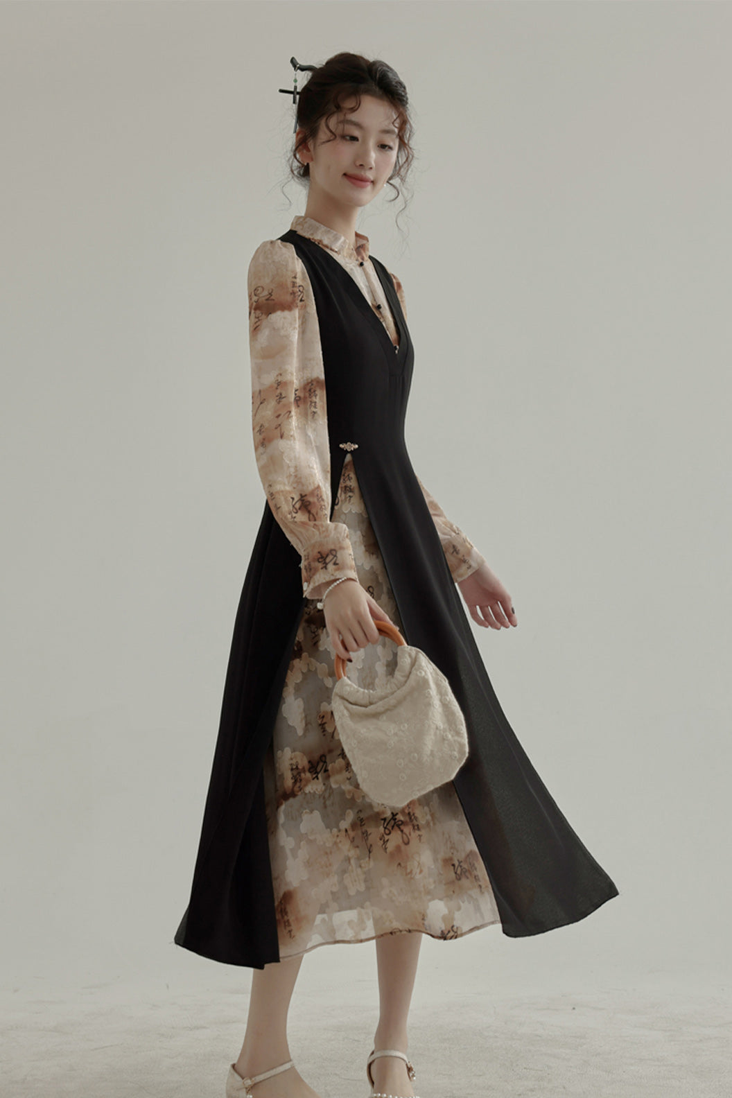 Chinese Style Dress Women Black Hanfu Dress - sancuno 三寸藕