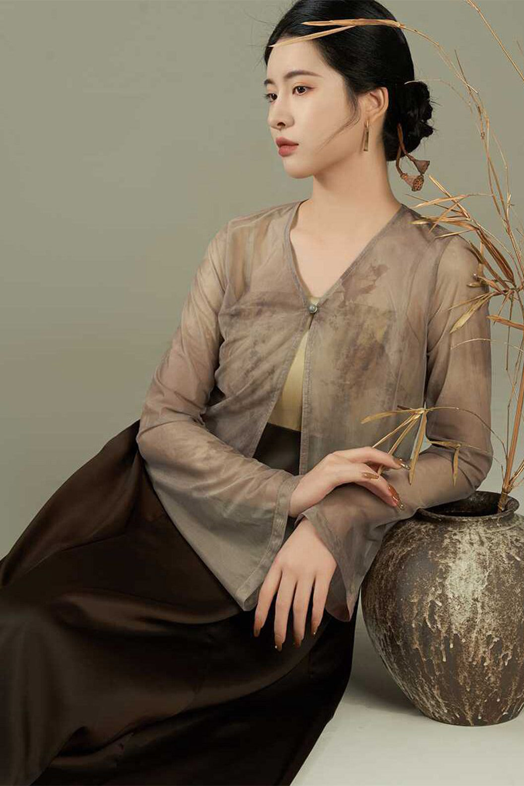 Chinese Style Improved Hanfu Fashion Summer Women Green Mid Black Dress - zuilin 醉临