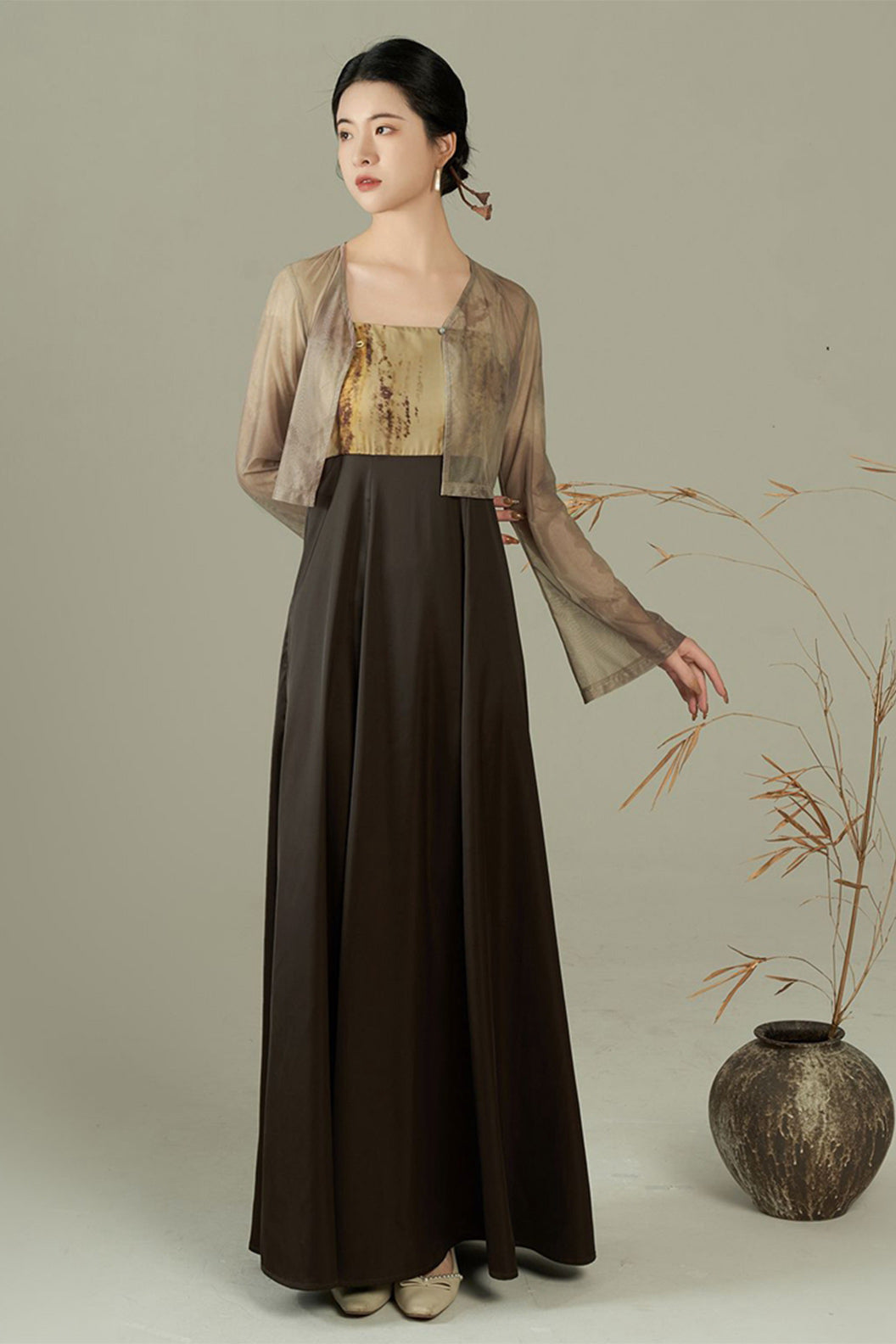 Chinese Style Improved Hanfu Fashion Summer Women Green Mid Black Dress - zuilin 醉临