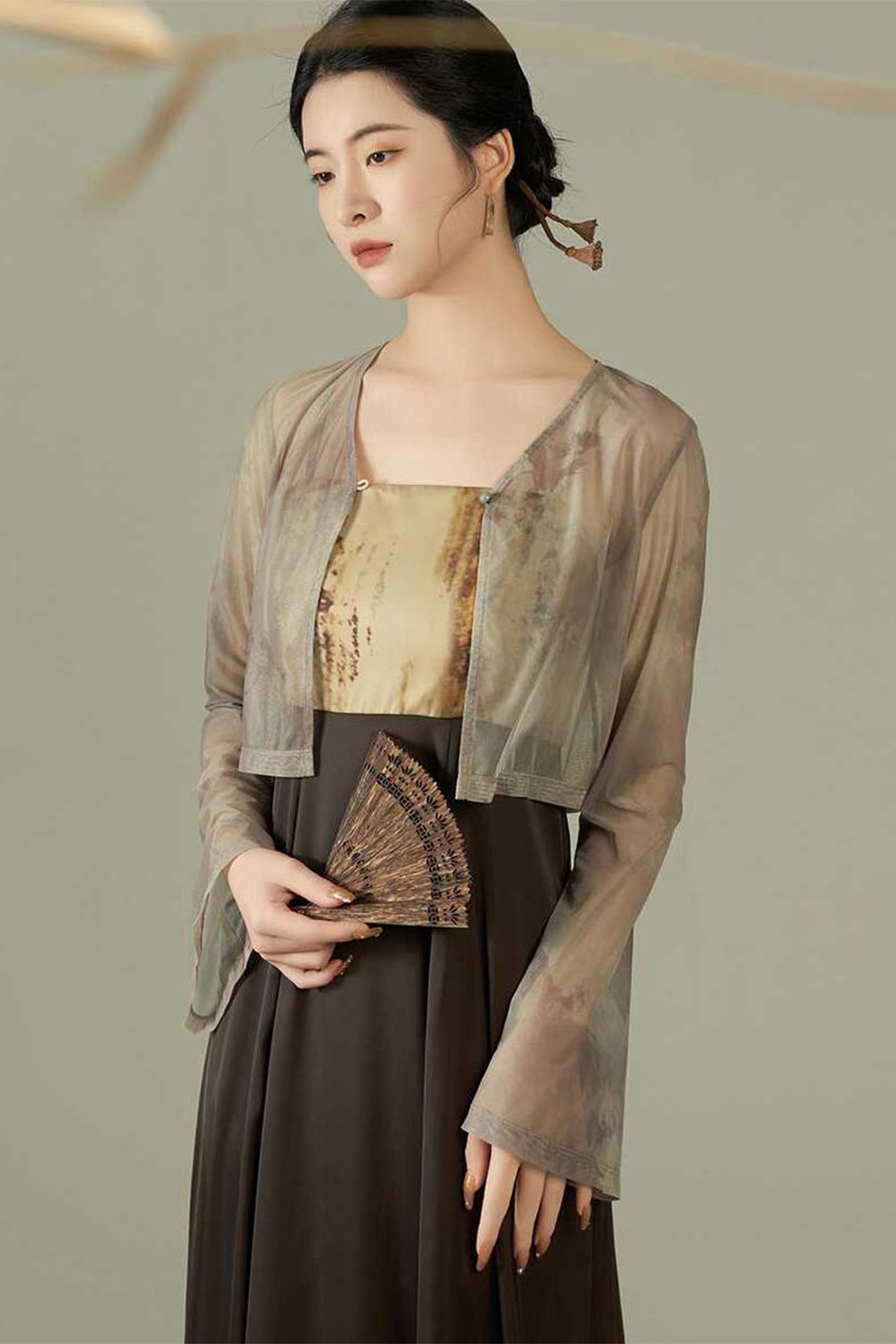 Chinese Style Improved Hanfu Fashion Summer Women Green Mid Black Dress - zuilin 醉临