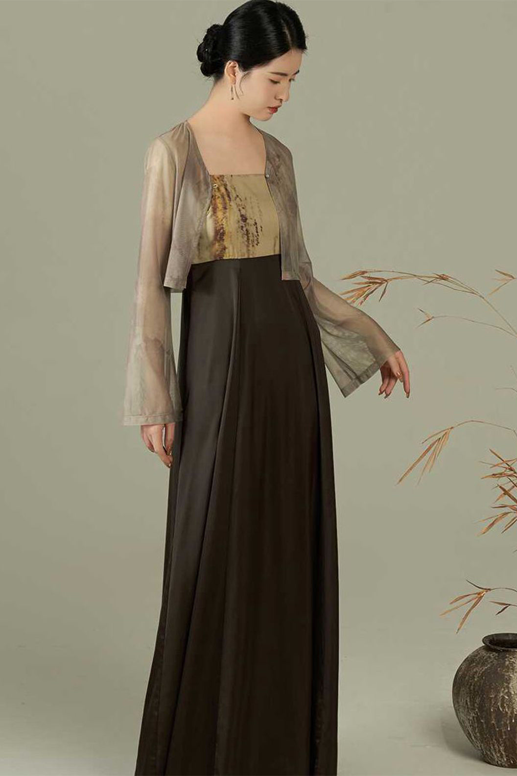Chinese Style Improved Hanfu Fashion Summer Women Green Mid Black Dress - zuilin 醉临