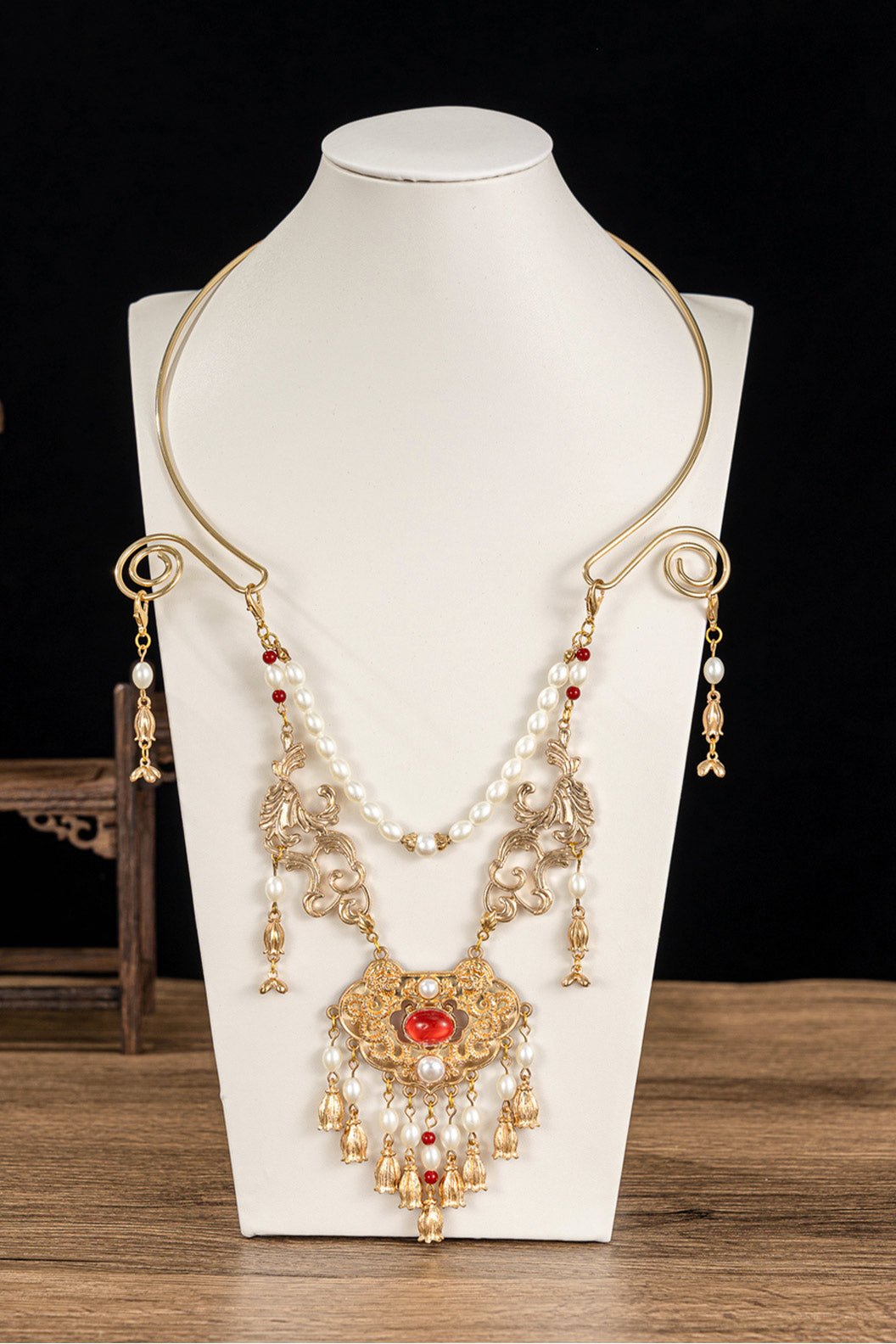 Classical Pearl Pendant Choker Chinese Style Necklace