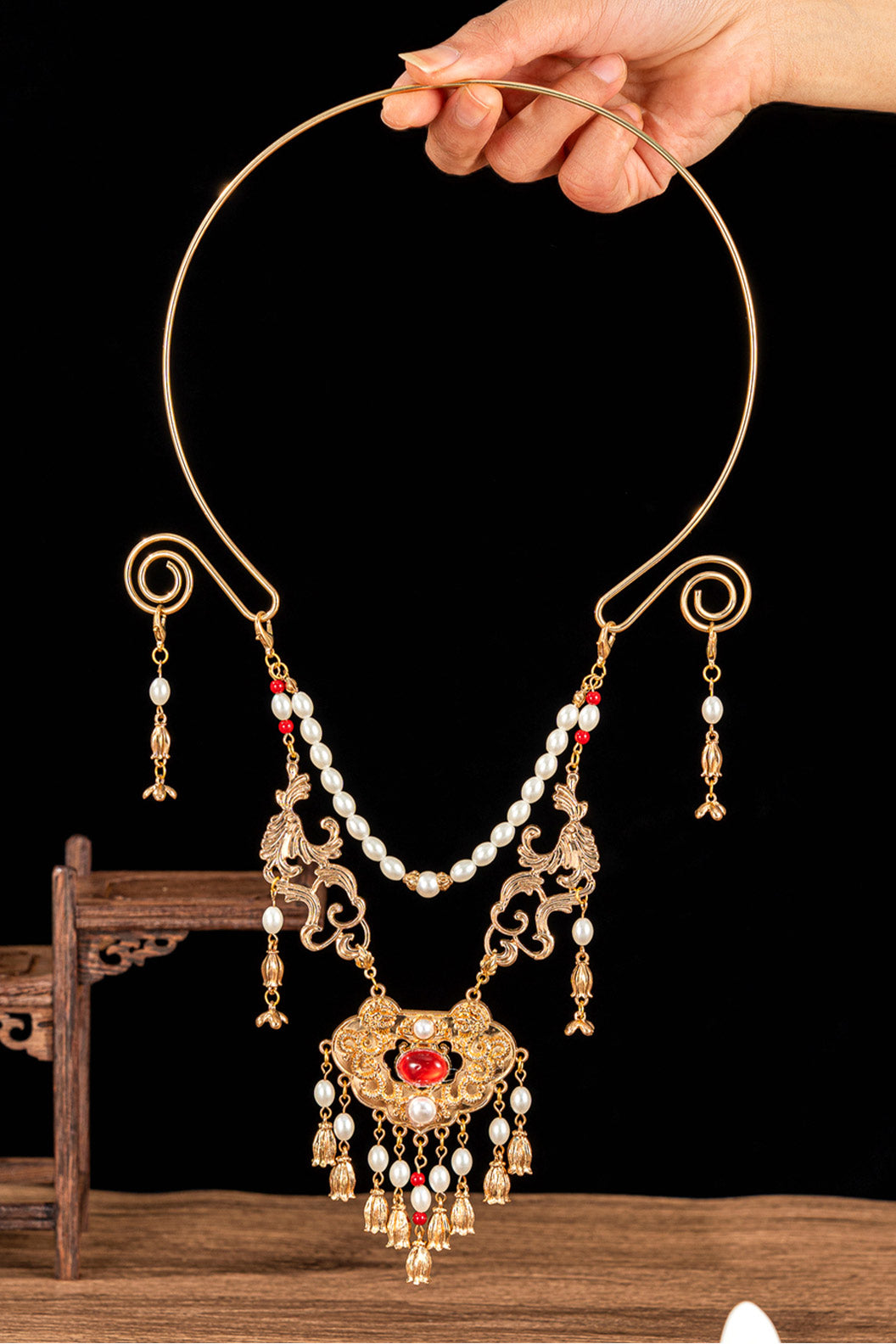 Classical Pearl Pendant Choker Chinese Style Necklace
