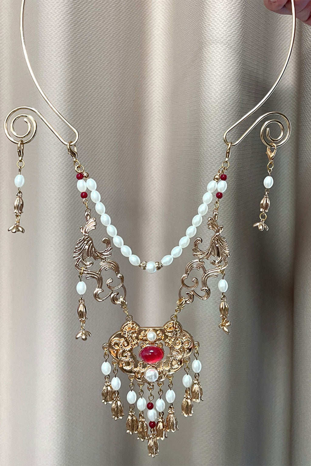 Classical Pearl Pendant Choker Chinese Style Necklace