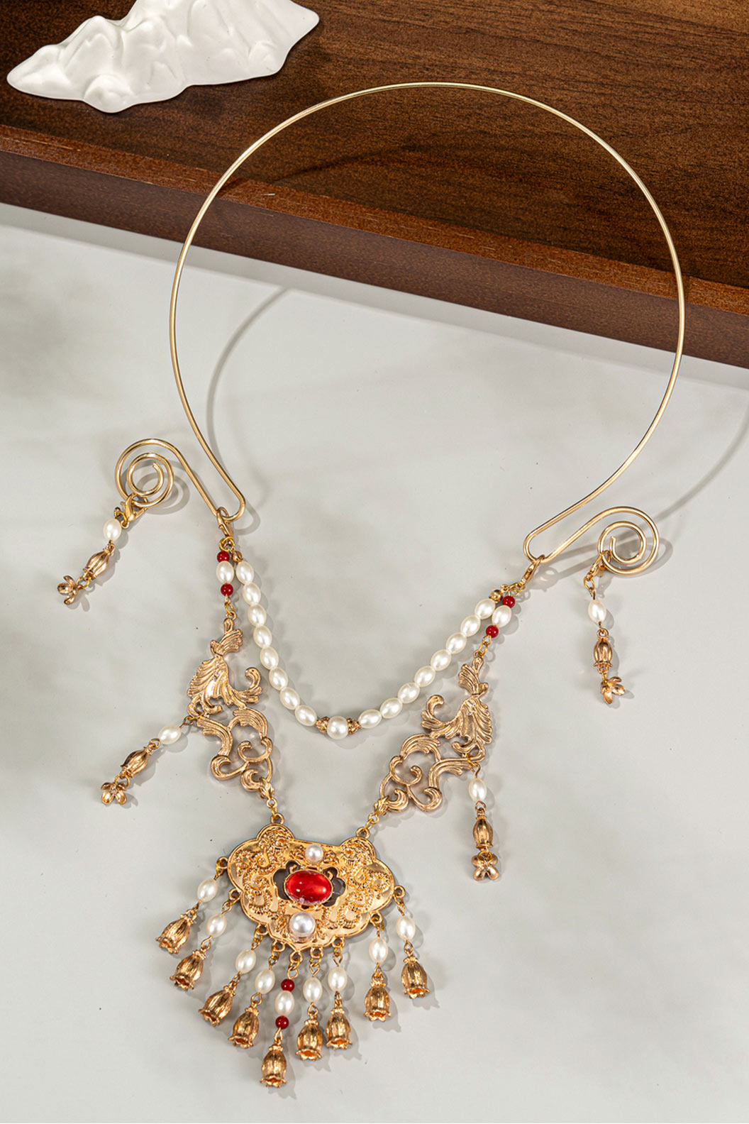 Classical Pearl Pendant Choker Chinese Style Necklace