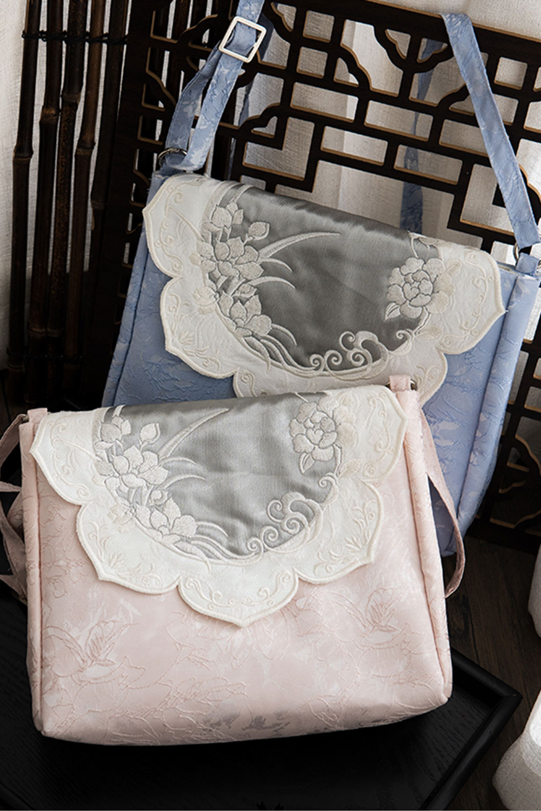 Crossbody Bag Pink Blue Ruffle