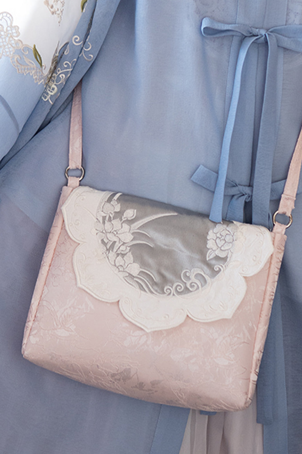 Crossbody Bag Pink Blue Ruffle