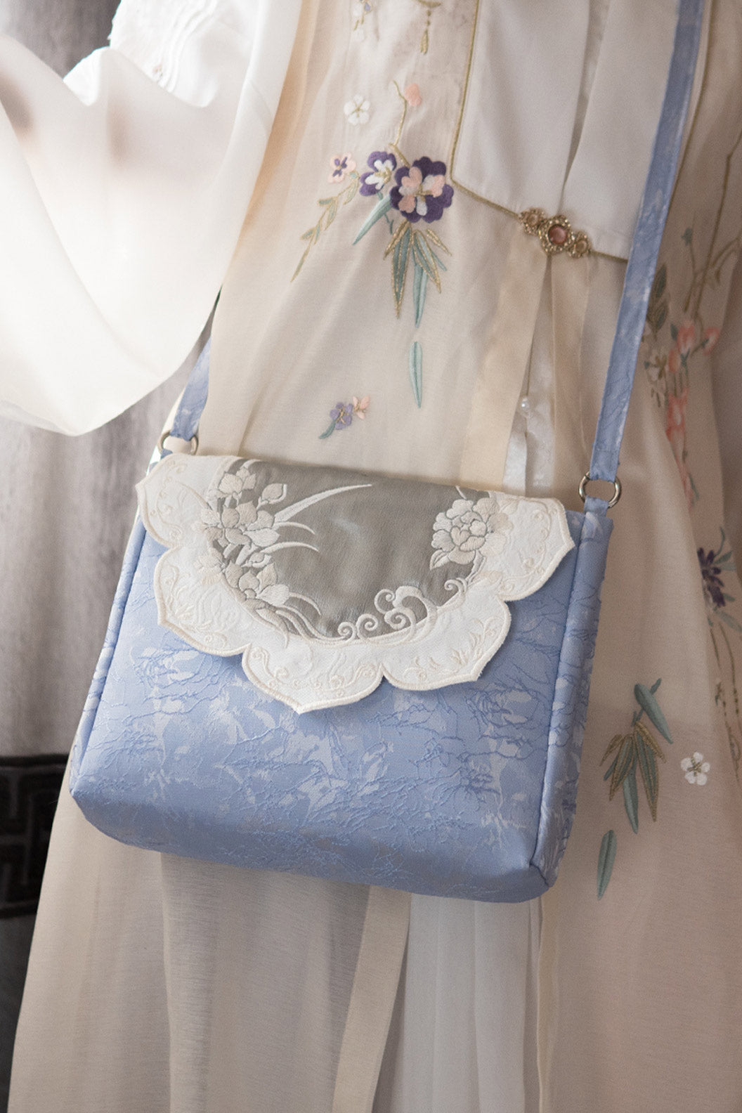 Crossbody Bag Pink Blue Ruffle