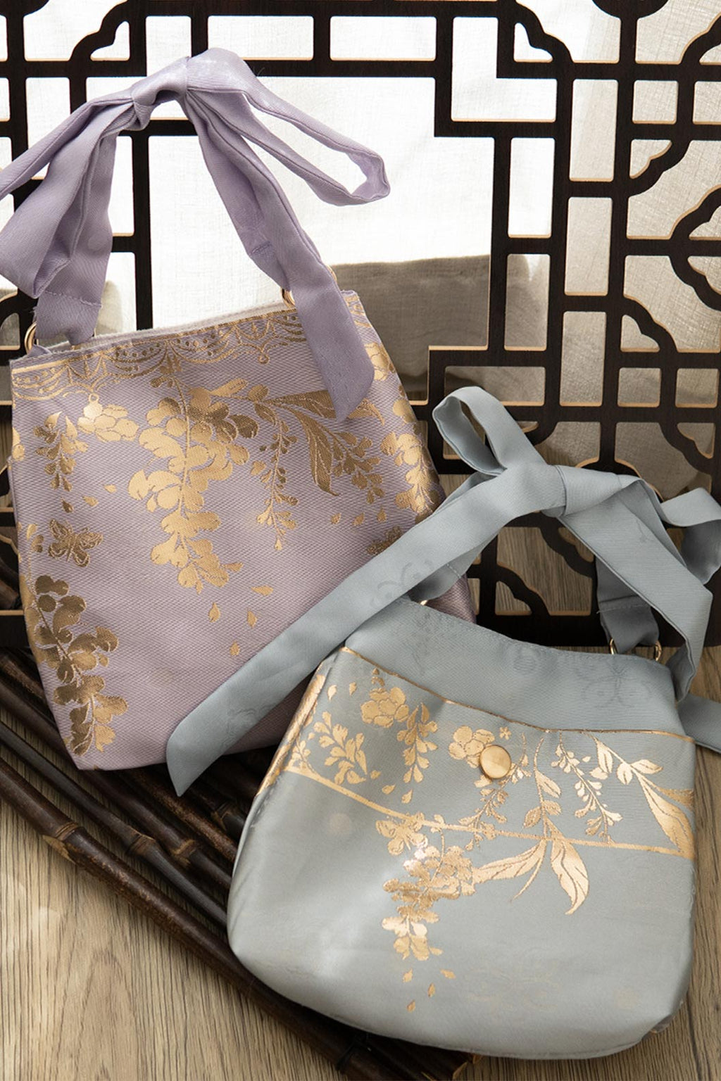 Crossbody Bag Purple Blue Gold Print Fringes