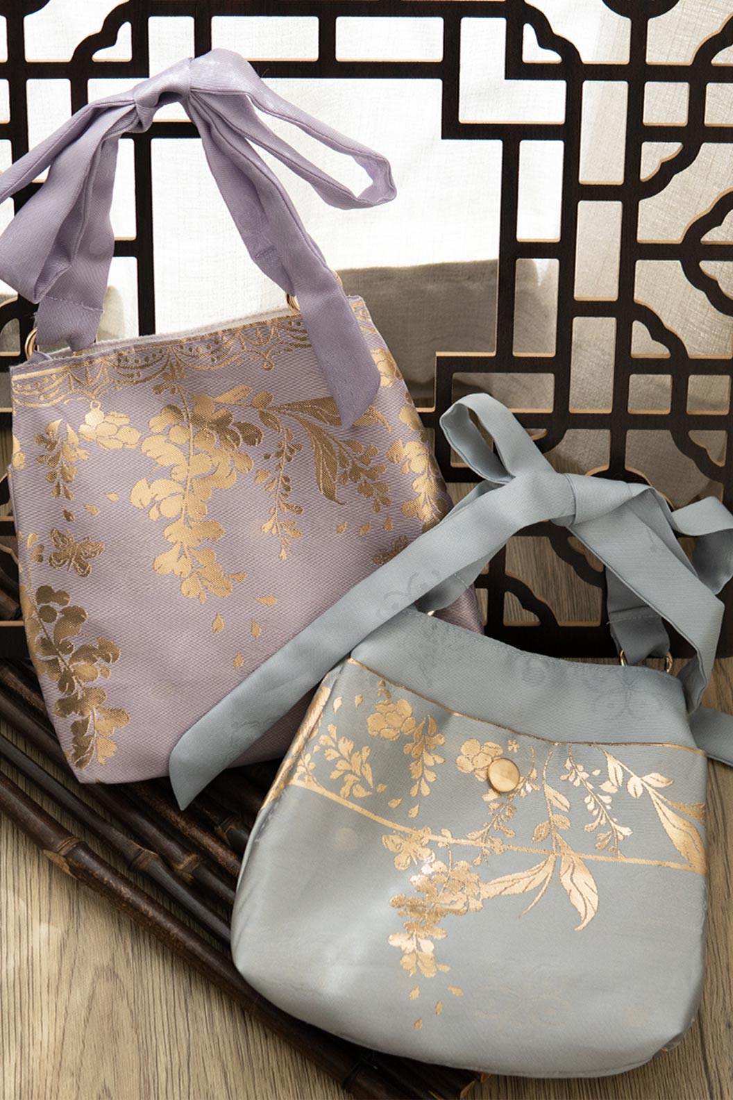 Crossbody Bag Purple Blue Gold Print Fringes