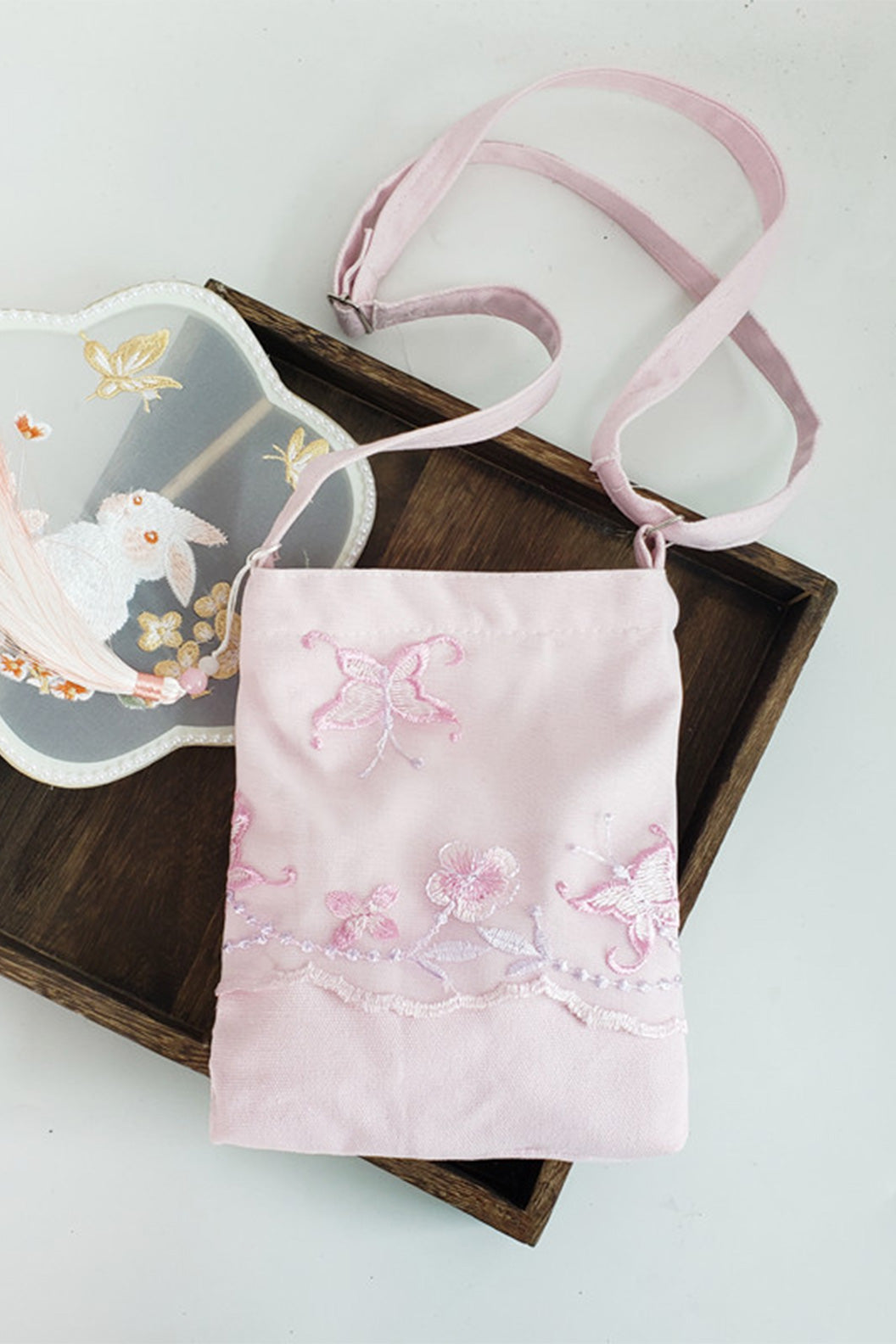 Embroidered Handbag Blue Lace Embroidery Crossbody Bag