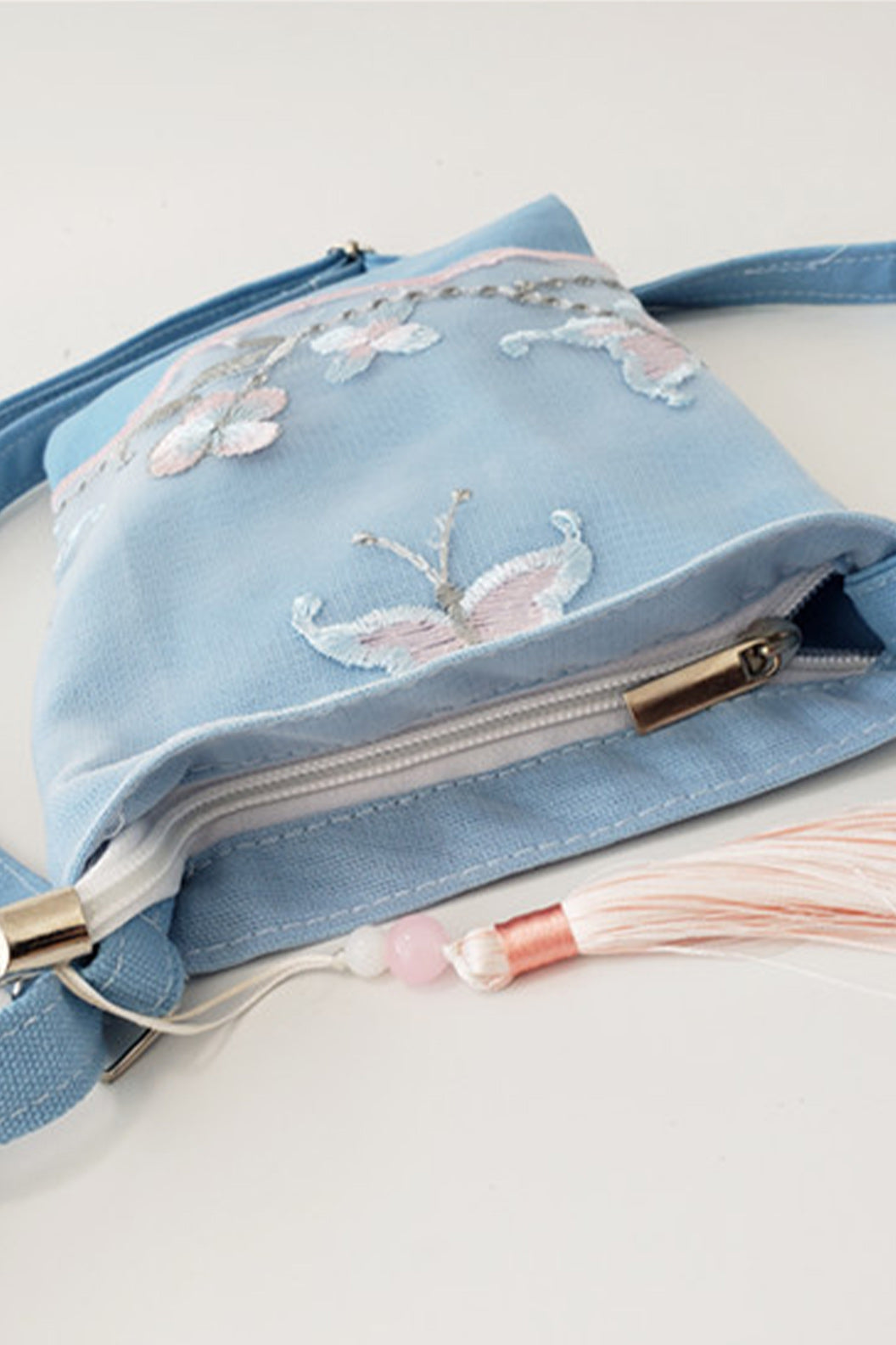 Embroidered Handbag Blue Lace Embroidery Crossbody Bag