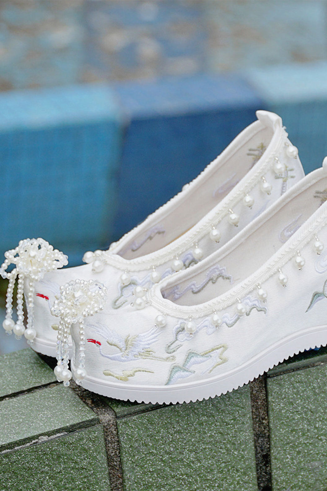 Embroidered Shoes Flower Pearl Ming Dynasty Cloth Shoes