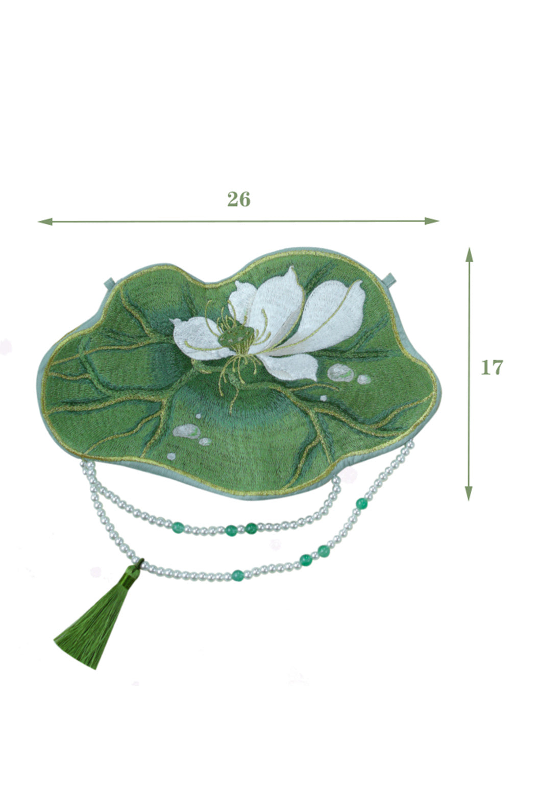 Embroidered Purse Green Lotus Heavy Embroidery