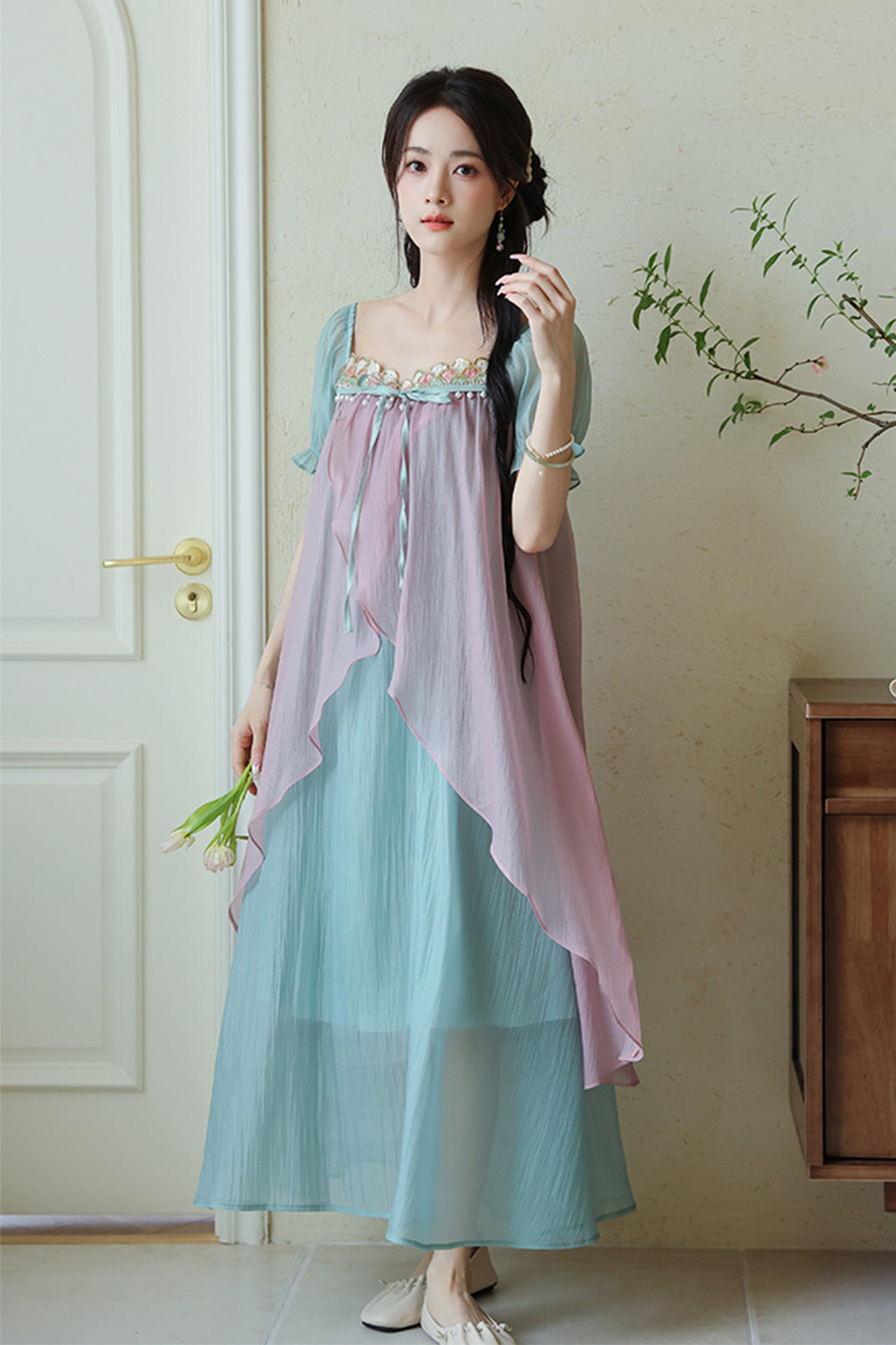 Fairy Style Chinese Blue Dress Summer Dress - heyun 荷韵