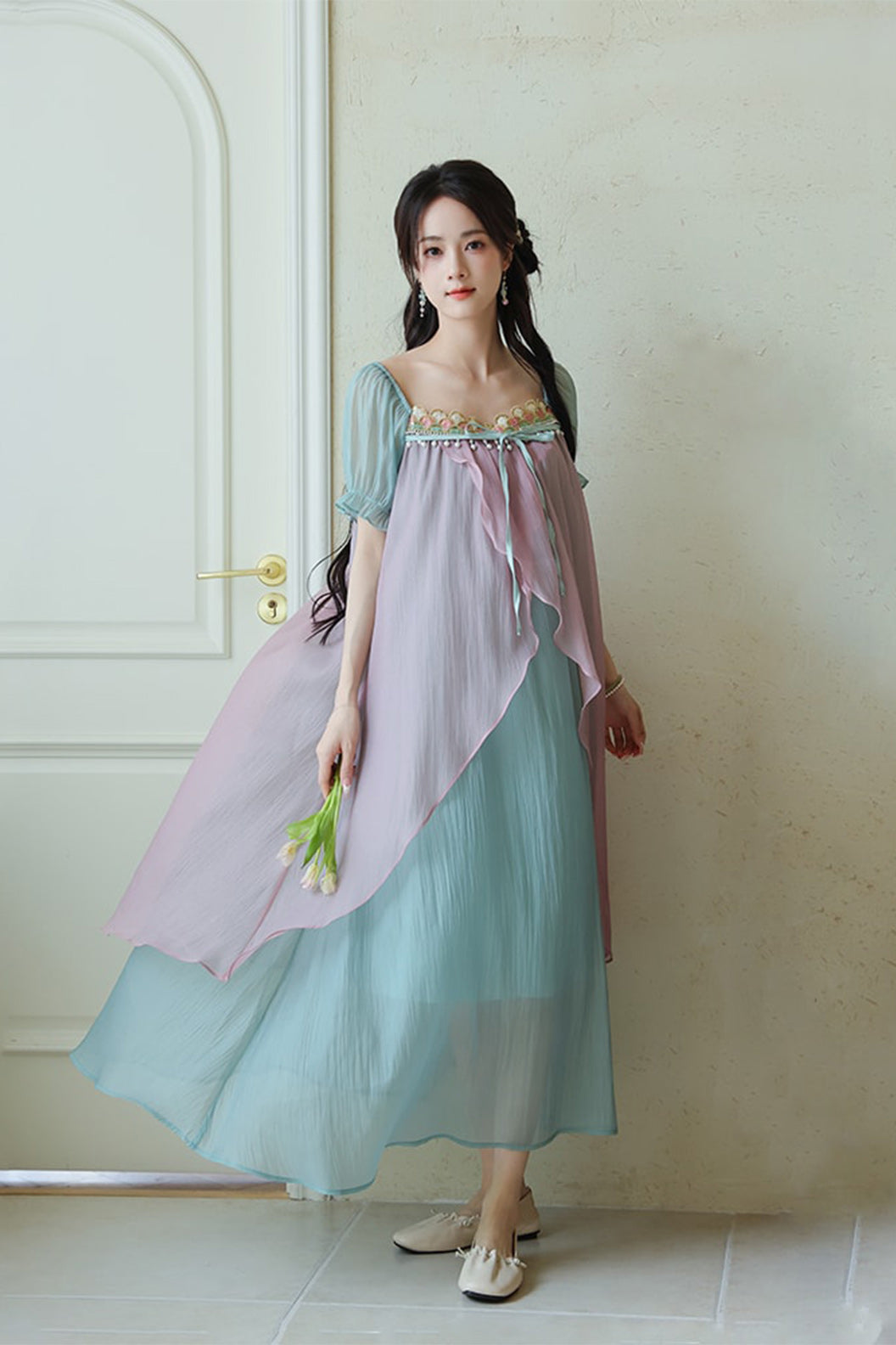Fairy Style Chinese Blue Dress Summer Dress - heyun 荷韵