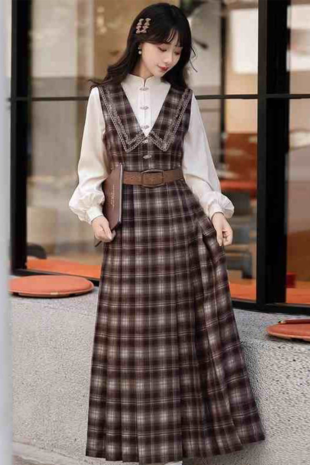 Fashion Chinese Hanfu Clothing Women Winter Brown Dress Coat - yinxing 银杏