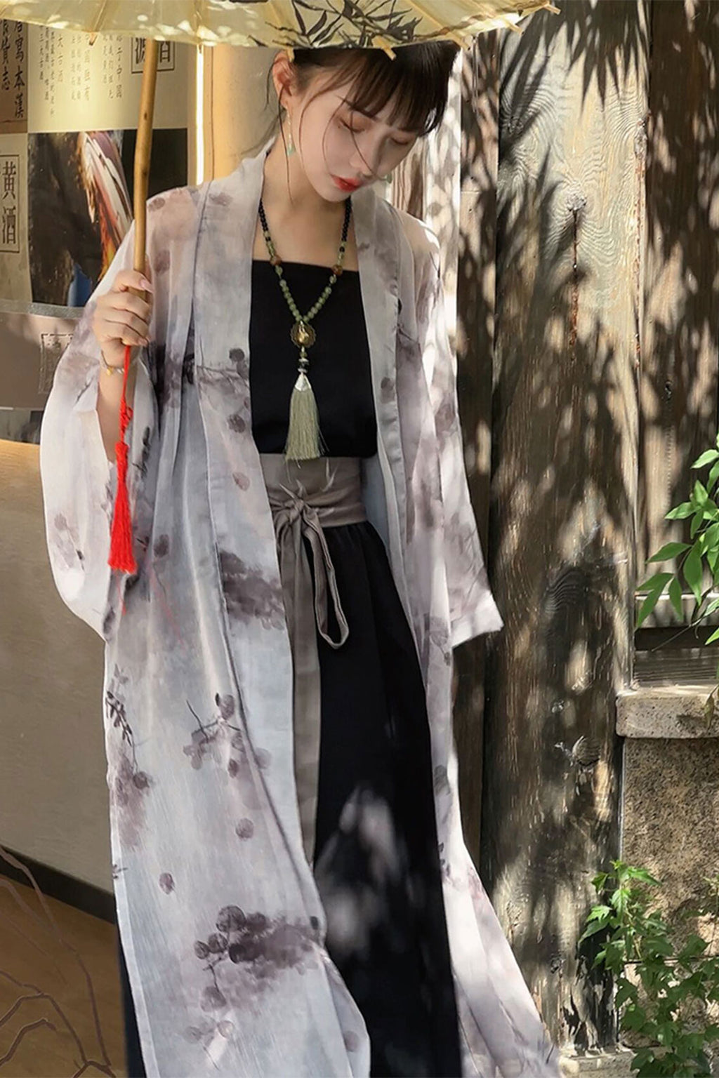 Ming Dynasty Black Hanfu with Four-Piece Set and Chinese Style - yangedu 烟霭渡