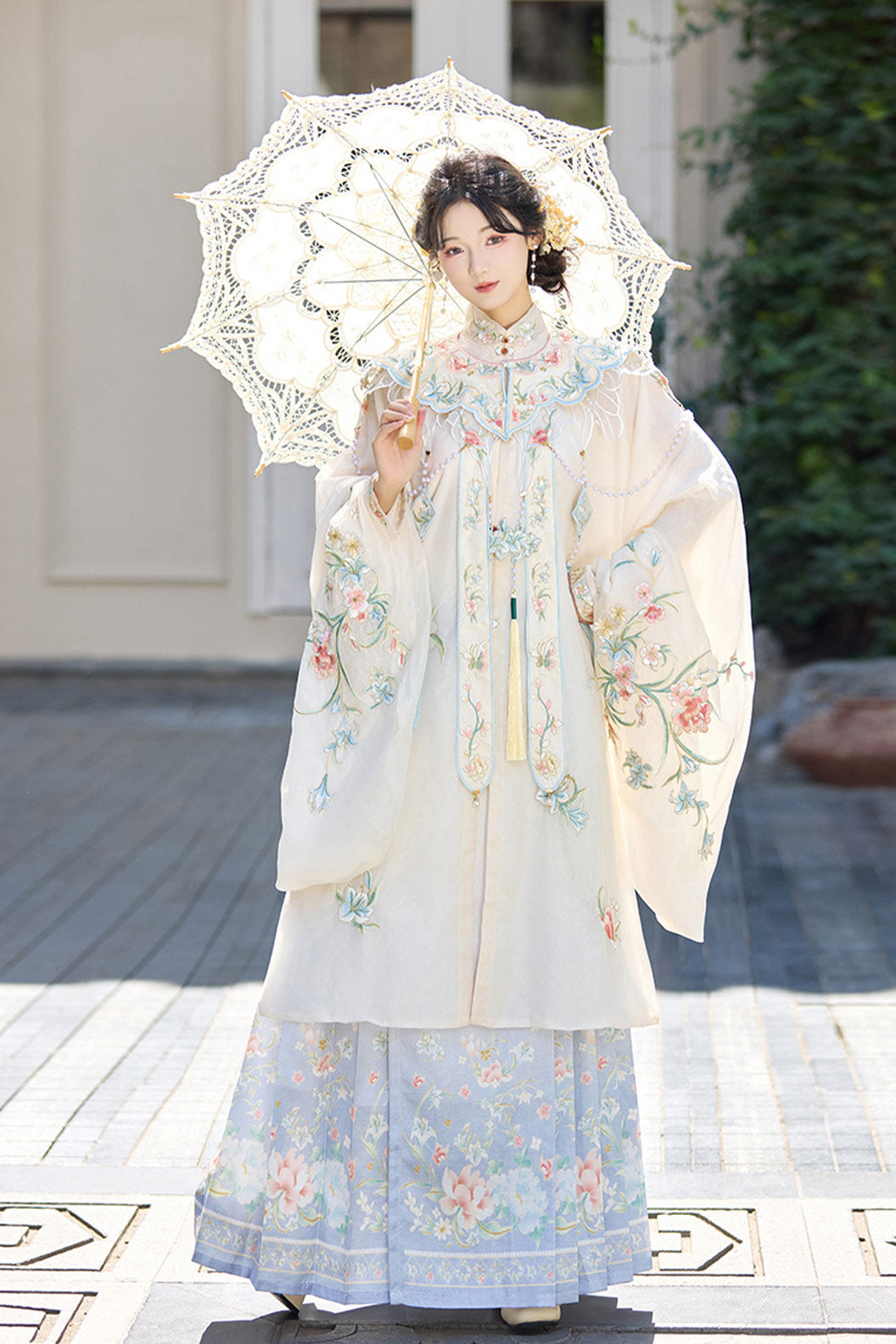 Ming Dynasty Clothing Yun Shoulder Long Robe Hairpin Hanfu Blue Purple Hanfu Dress - yutangchun 玉堂春