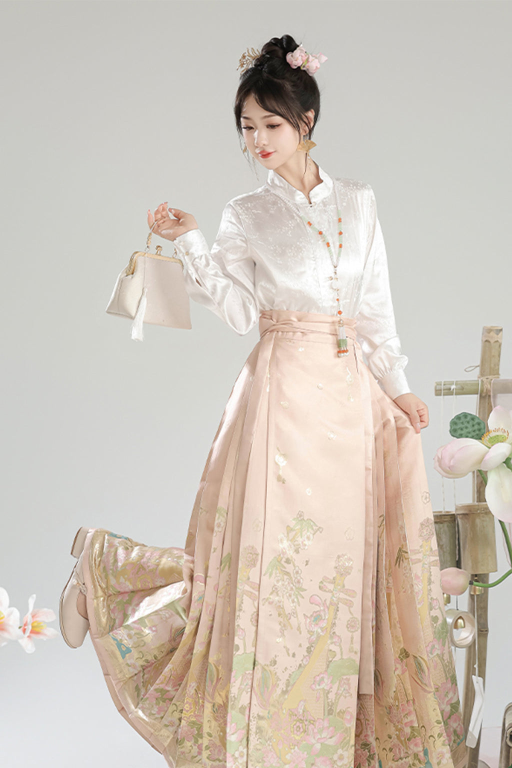 Ming Dynasty Green Hanfu Dress Ma Mian Skirt New Chinese Style - heying 荷影