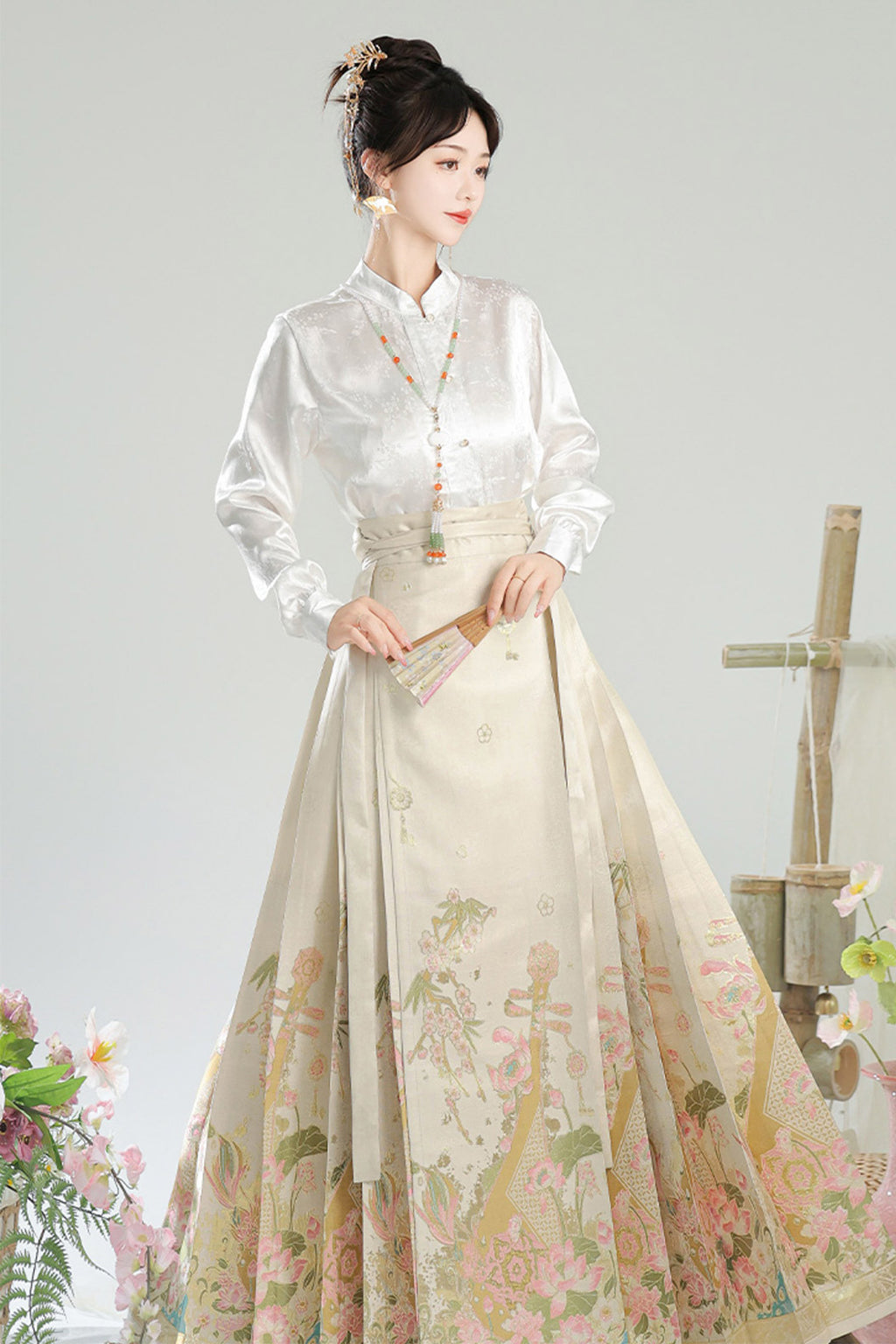 Ming Dynasty Green Hanfu Dress Ma Mian Skirt New Chinese Style - heying 荷影