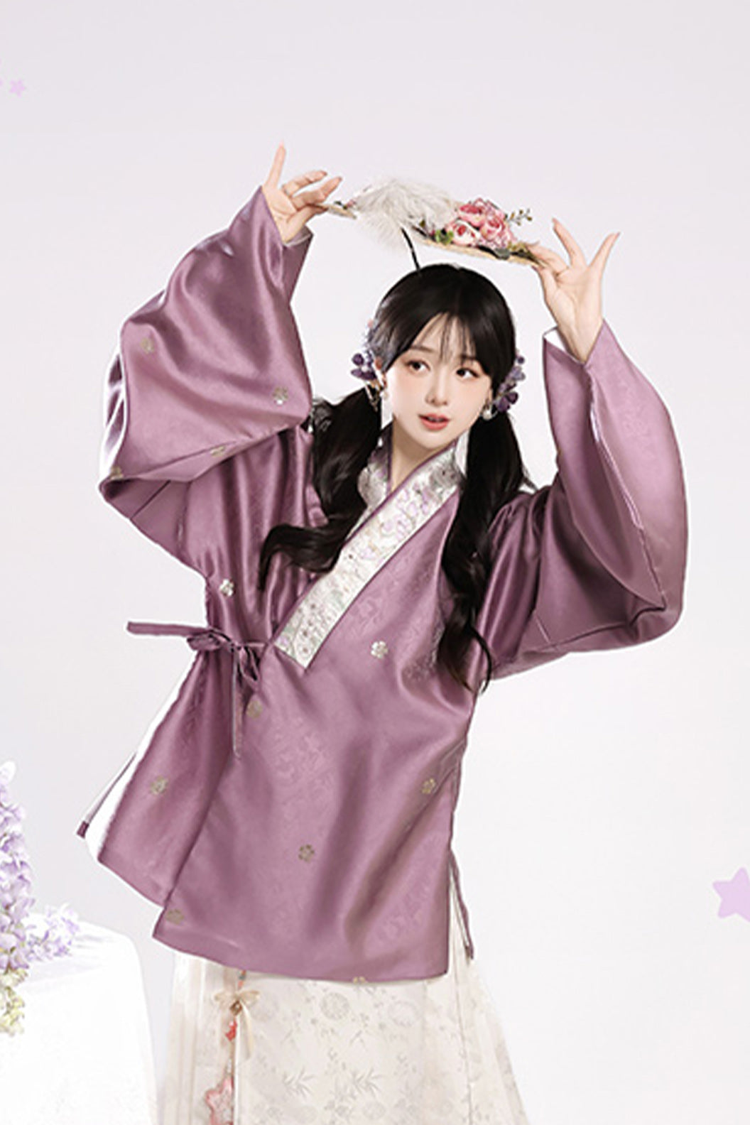 Ming Dynasty Multicolor Hanfu Dress Brocade Pipa Sleeves Ma Mianqun - baicaoxing 百草馨