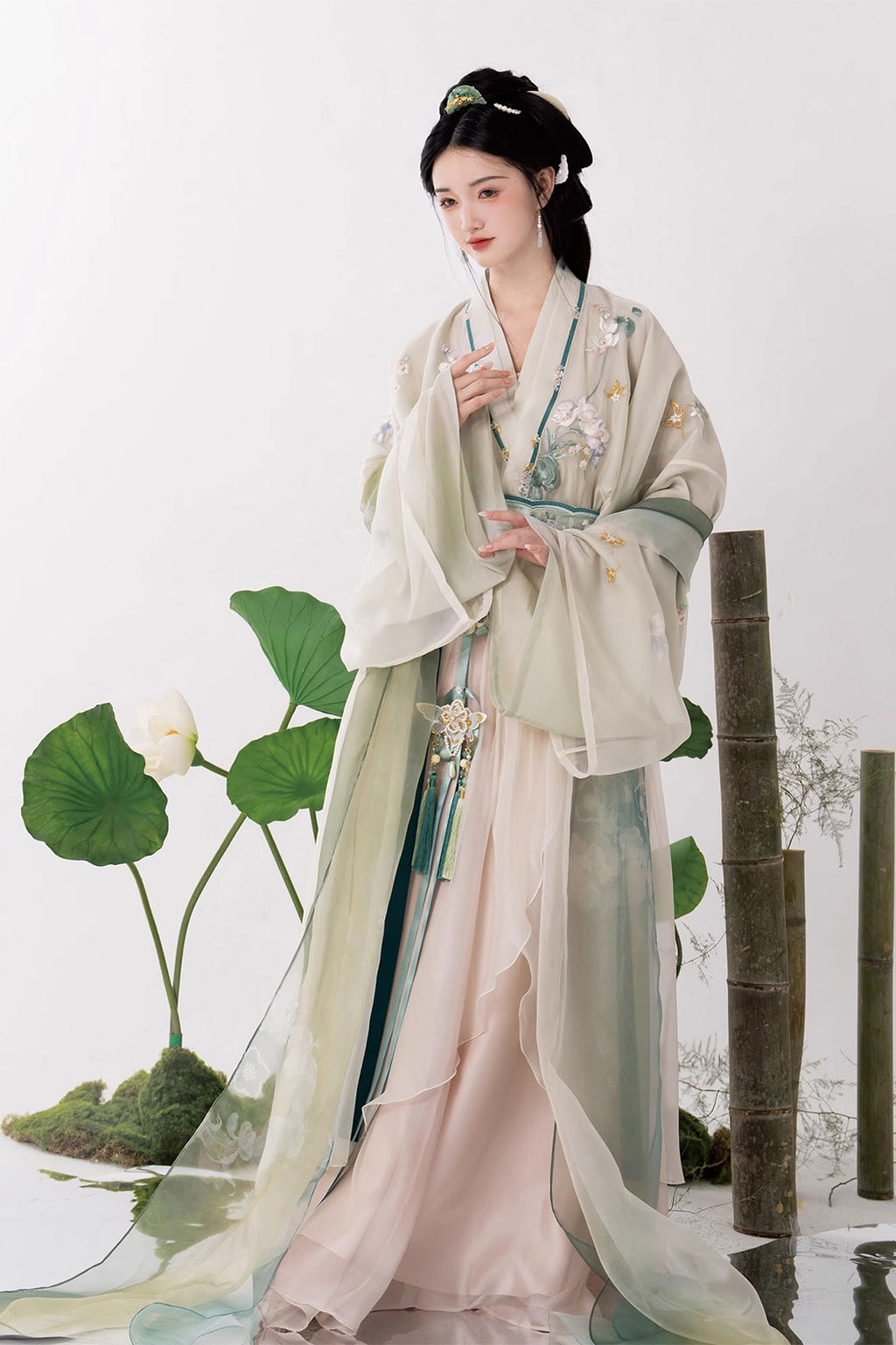 Ming Dynasty Pink Hanfu Dress with Maiden Style and One-Piece Po Skirt - yanliudu 烟柳渡