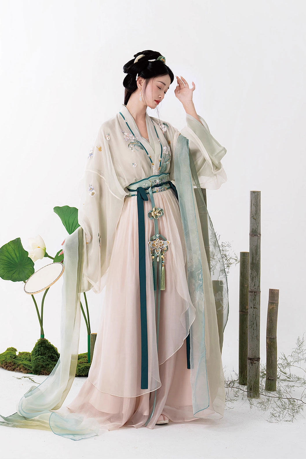 Ming Dynasty Pink Hanfu Dress with Maiden Style and One-Piece Po Skirt - yanliudu 烟柳渡