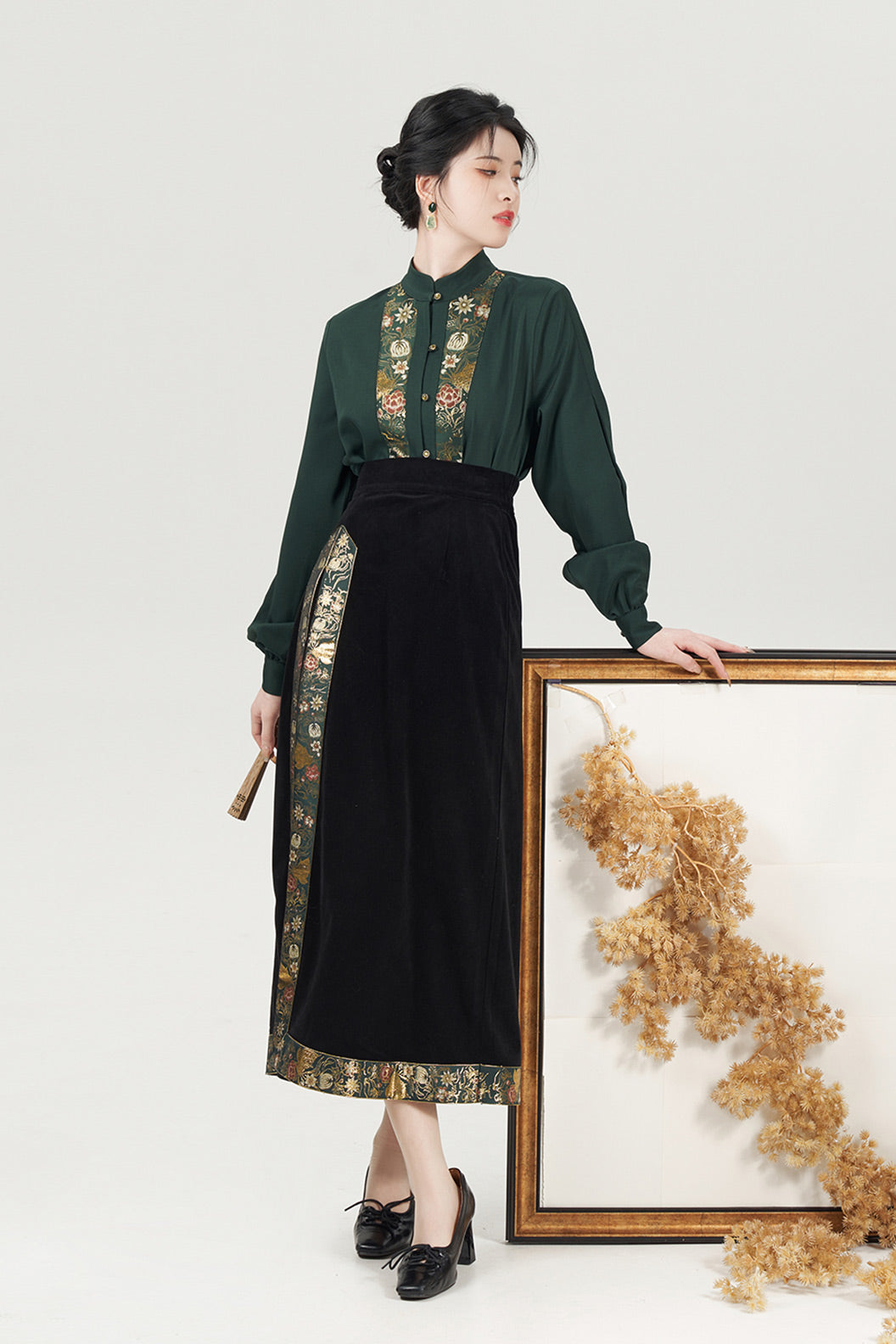 Modern Chinese Dress Fashion Retro Black Hanfu Dress - huayi 花溢