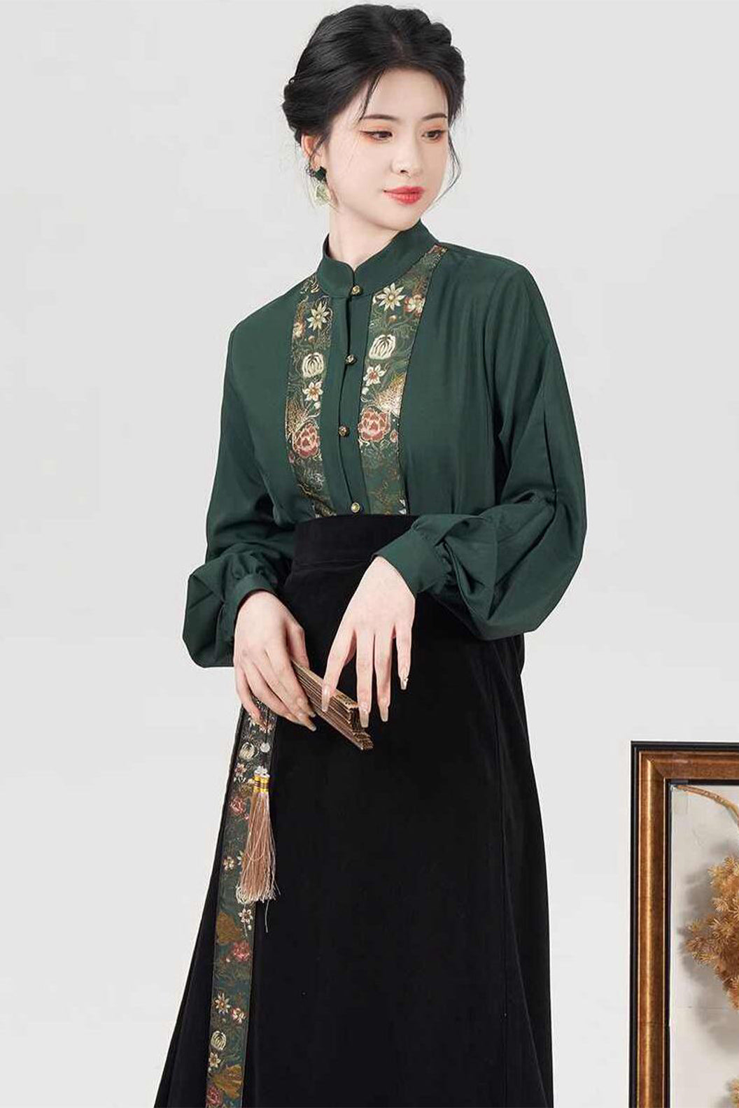 Modern Chinese Dress Fashion Retro Black Hanfu Dress - huayi 花溢