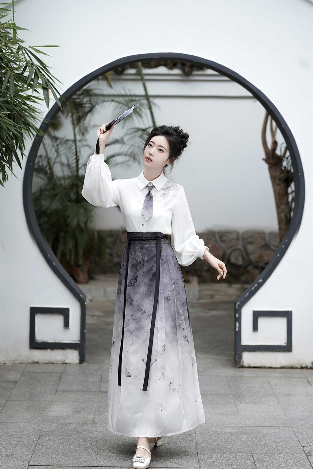 Modern Hanfu Black Hanfu Dress with Ma Mian Skirt New Chinese Style - liuyun 留云
